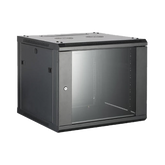 Gabinete para Montaje en Pared - Piso / Puerta de Cristal Templado / Cuerpo Fijo / 6 Unidades de Rack / 19" / Fabricado en Acero